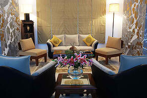 room with stargazer lilies