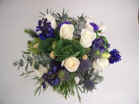 blue & white bridal flowers