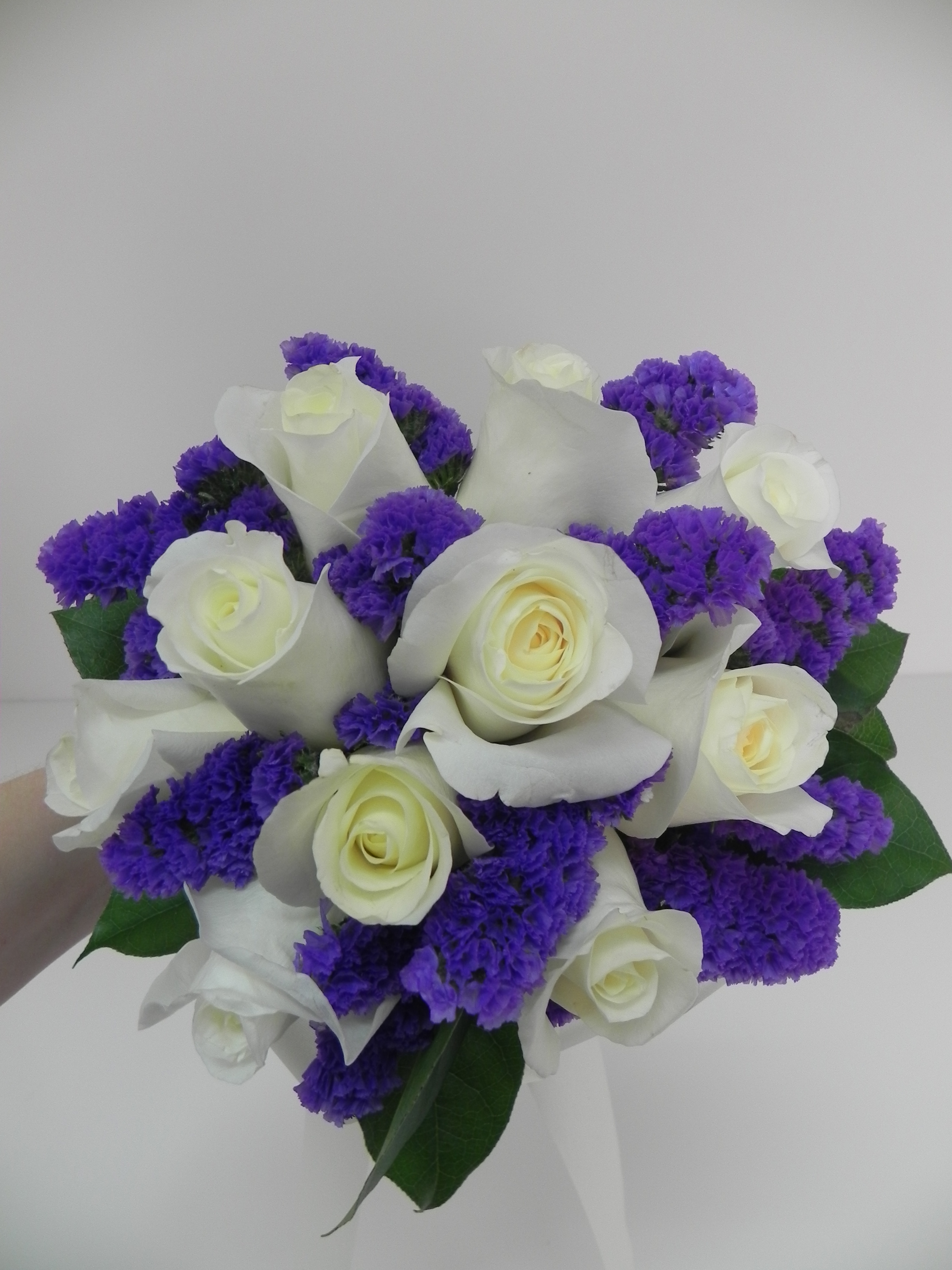 Purple and white bridal bouquet