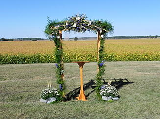 blue wedding arch