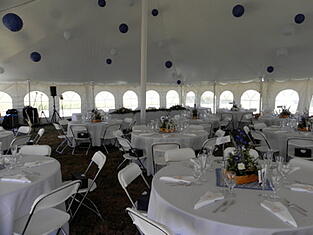 wedding reception tent outside flowers
