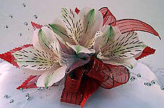 three alstroemeria lily corsage
