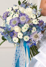 lavender blue and white bridal bouquet