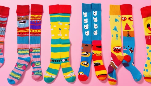 different styles of silly looking socks